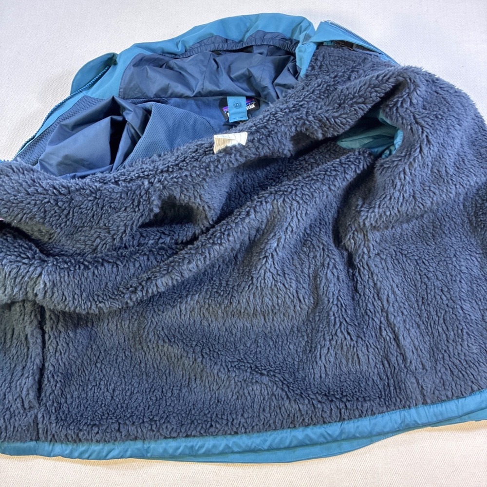 Patagonia Kids H2No Insulated Fleece Lined Waterproof Parka Jacket Blue Large 12 - Picture 14 of 16